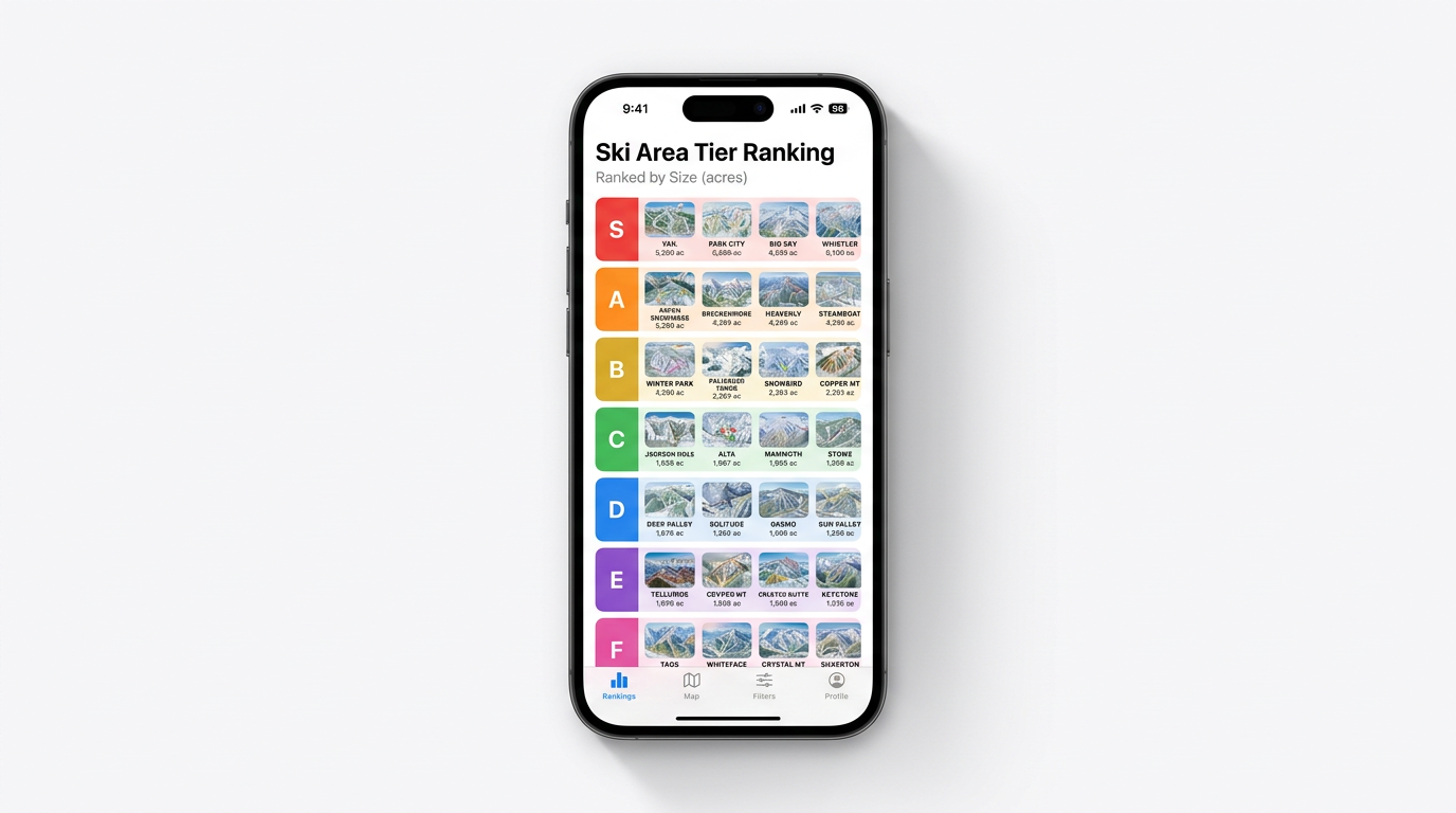 Ski Area Tier Ranking on phone - Click to open